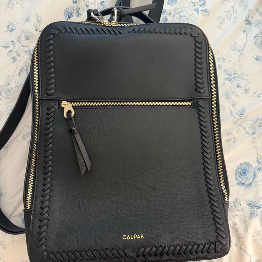 Calpak Black Backpack with Gold Zippers